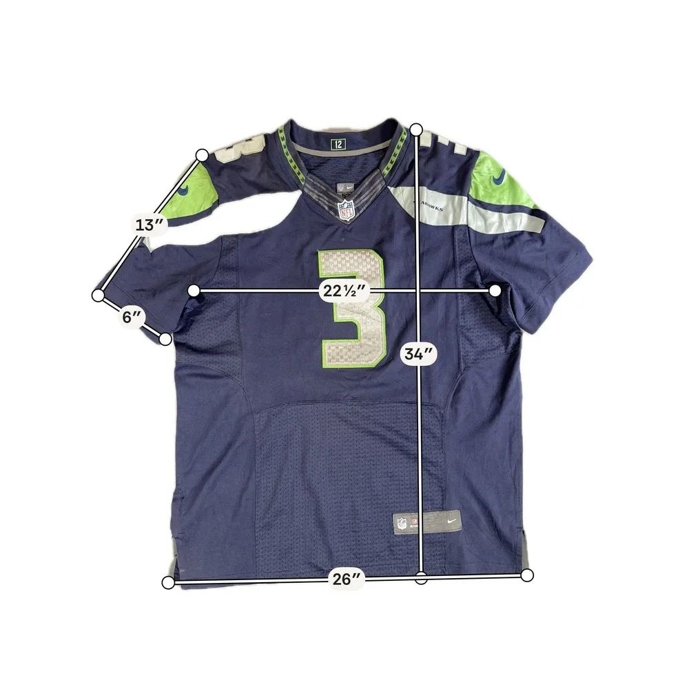 Seattle Seahawks Jersey Mens 52 Blue NFL Football Russell Wilson 3 Nike On Field